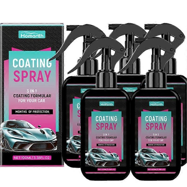 Set 5 Spray-uri de ingrijire pentru masini, Homonth, 100ml