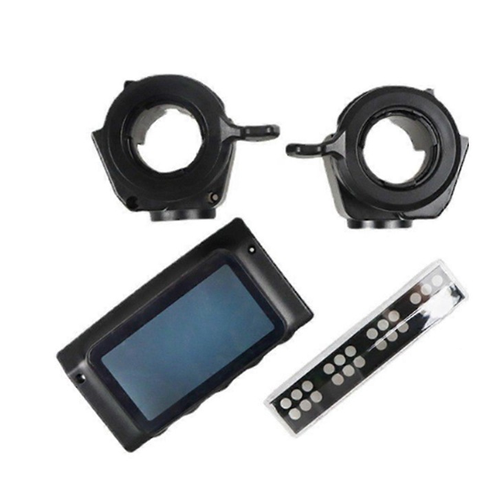 Set accesorii trotineta electrica 8 inch, capac LCD, manete acceleratie si frana, negru, plastic