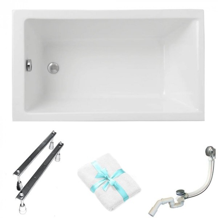 Cada dreptunghiulara Polimat, 100x70 cm, cu sifon, acril