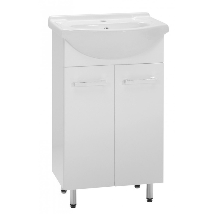 Dulap baie Lupo, Astor, 45 cm, alb, lavoar ceramic