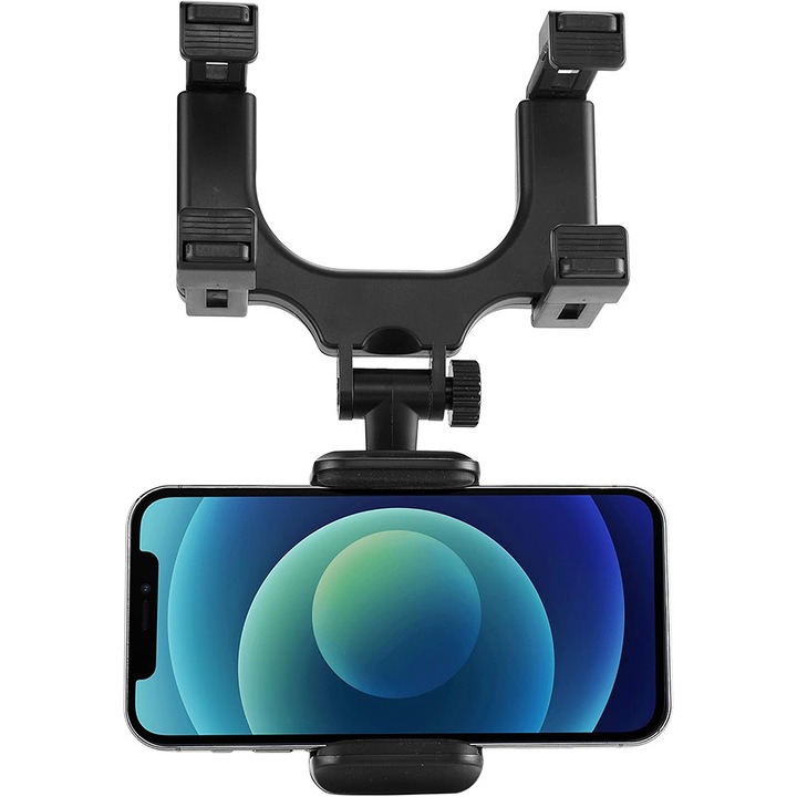 ViewMate 360 – Държач за огледало за обратно виждане за кола, интелигентен дизайн, универсална съвместимост, стойка за огледало за обратно виждане, повишена безопасност, устойчив на неравни пътища, компактен дизайн, комфорт в трафика, черен