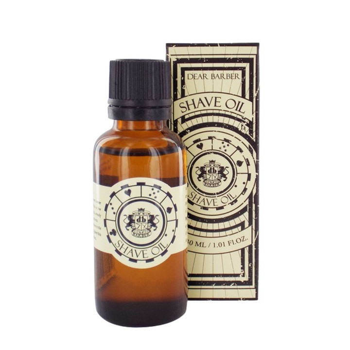 Ulei de Ras Dear Barber 30ml, combinatie de uleiuri, reduce iritatiile, ingrijire pentru barba si mustata