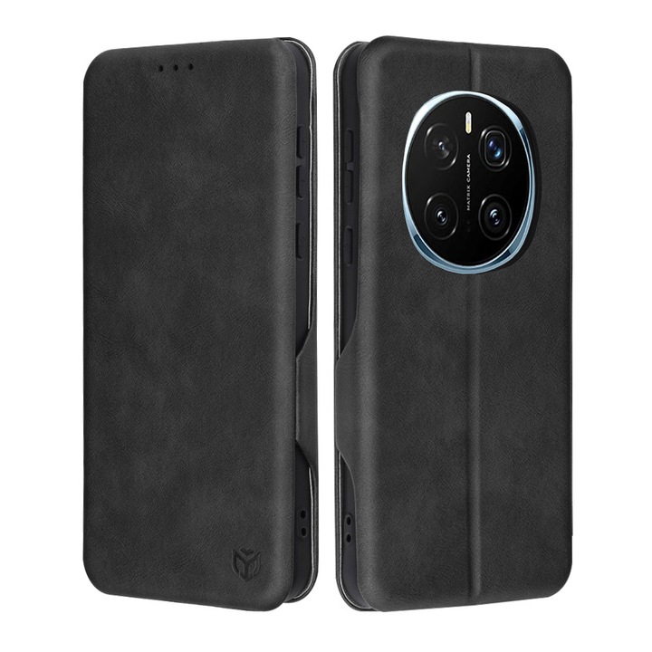 Honor Magic7 Pro készülékkel kompatibilis védőtok, Safe Wallet Plus, ekológikus bőr, fekete