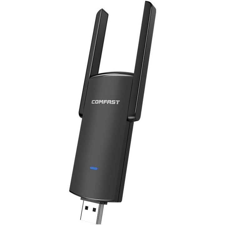 Adaptor wireless COMFAST CF-924AC V2, 1300Mbps, dual band 2.4GHz&5.8GHz, negru, 92x41x12mm, cu antene externe