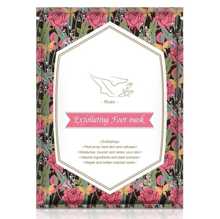 Sosete Exfoliante cu Trandafiri pentru Picioare, Reparare Profunda si Calcaie Fine