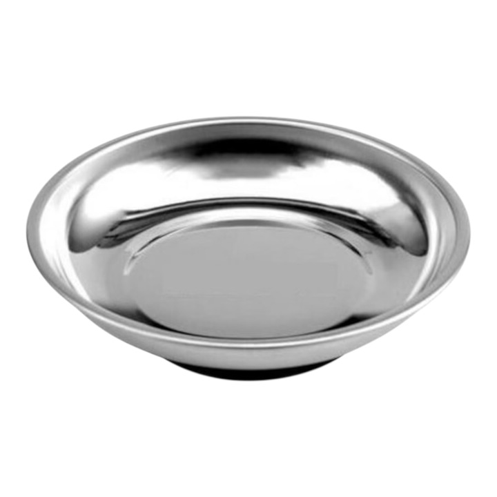 Mágneses csavartartó tál, rozsdamentes acél, gumivédelemmel, a csavarokat kézközelben tartja, műhelyi és barkács projektekhez, 150 mm, fekete/ezüst