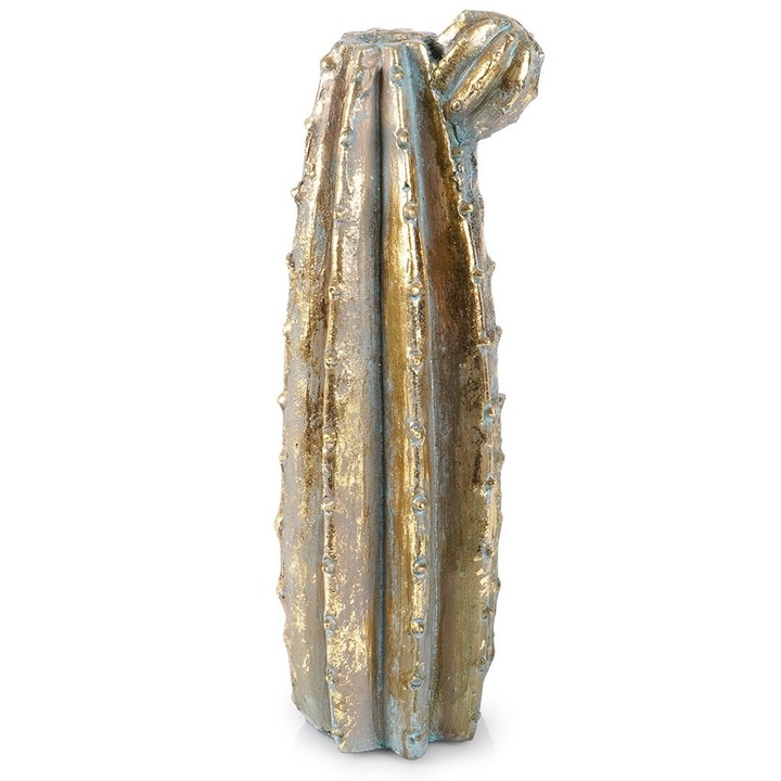 Vaza Pentru Flori, Vilde, 16.5x15x47.5 cm, Aurie, Fabricata Din Ciment, Culoare Aurie, Forma De Cactus, Decorativa