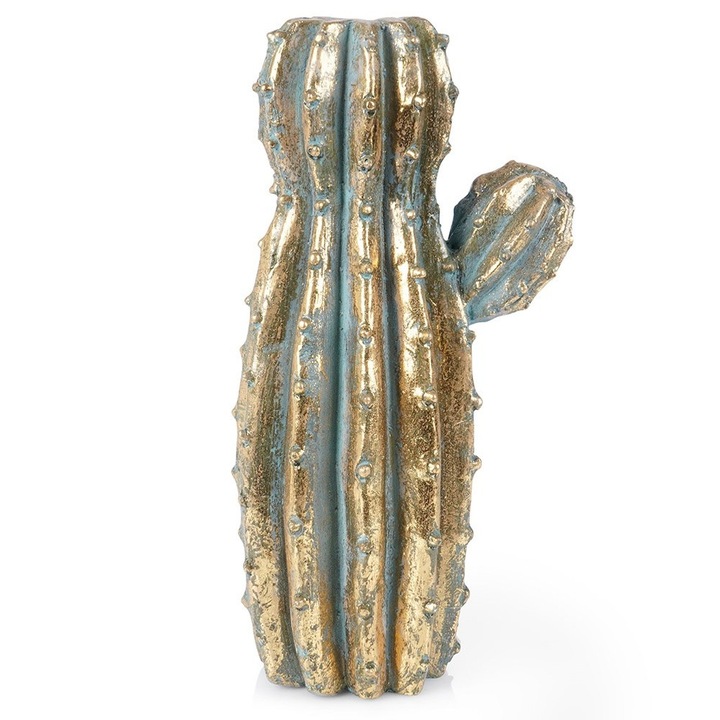 Vaza Pentru Flori, Vilde, 21x15x41.5 cm, Aurie, Fabricata Din Ciment, Culoare Aurie, Forma De Cactus, Decorativa
