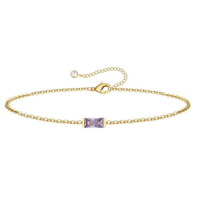 Bratara din zirconiu dama, CISHOP, aur placat, ajustabila, pentru femei, 6.3"+2.4"