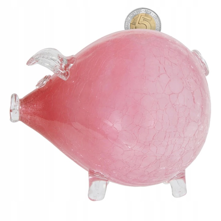 Pusculita decorativa Bimberek, Sticla, Roz, 16x18cm