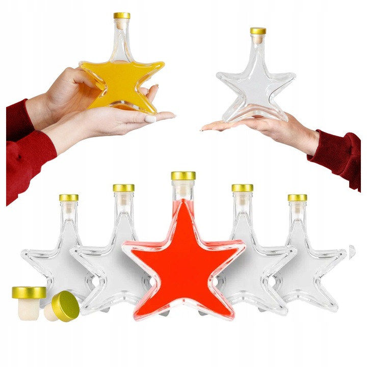 Комплект от 20 бутилки Gwiazda 200 мл, Bimberek, декоративни, златни, 15,5x13,5x5 см