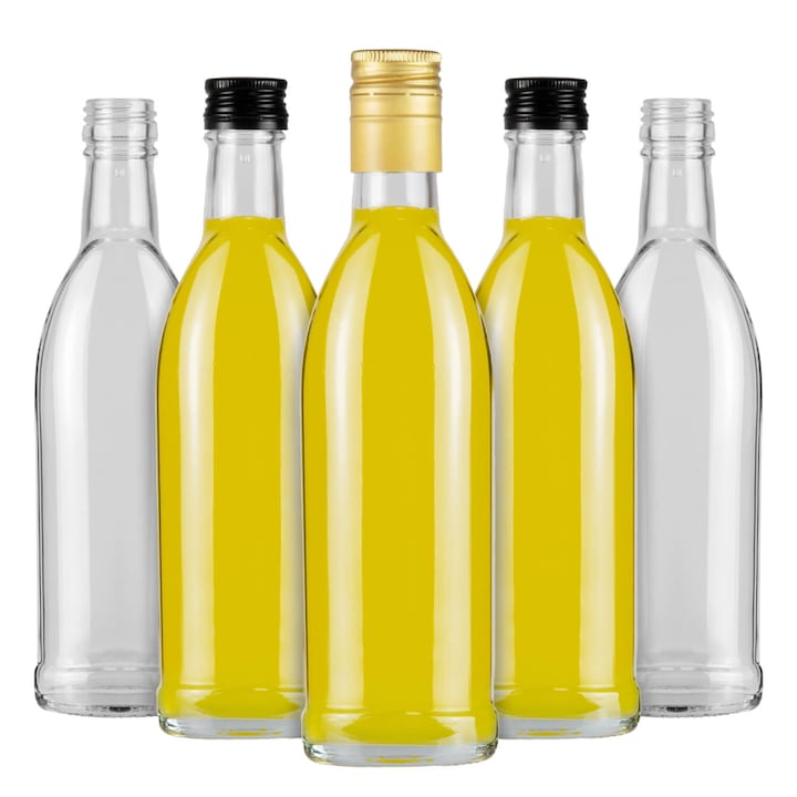 SET 5 Sticle Bimberek, 250ml, Sticla pentru Alcool, Suc, Vin, Lichioruri