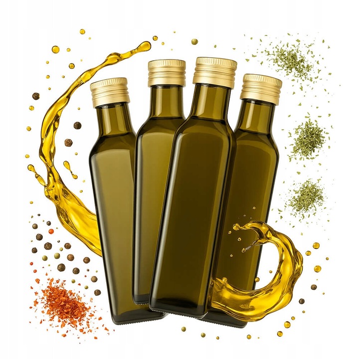 Комплект от 50 бутилки Marasca 250 мл, маслинено стъкло, елегантен дизайн, за олио, оцет, сосове