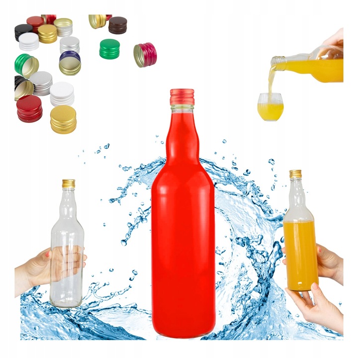 20 darabos Monopol palackkészlet 0,7 l, átlátszó üveg, ideális alkoholos italokhoz, 28x7,5 cm