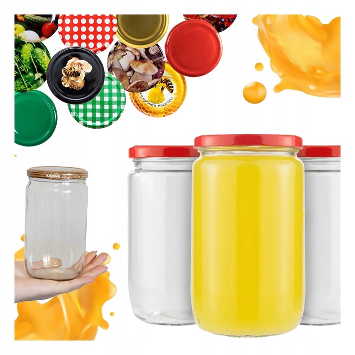 Set 48 borcane Bimberek 720ml cu capac 82mm, multicolor, 15x9cm