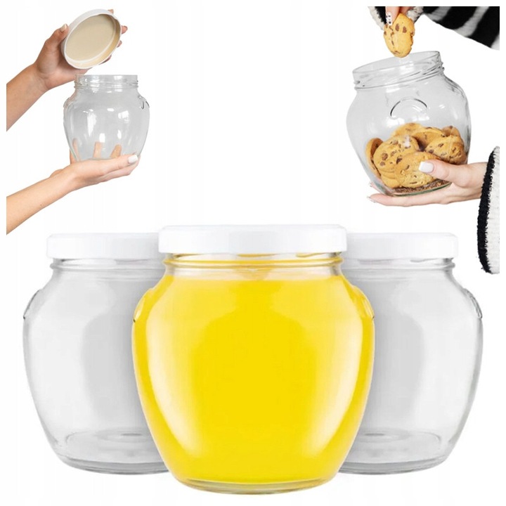 Set 6 borcane Bimberek AMFORA 1,7L, capac 110mm, sticlă, pentru conserve și murături