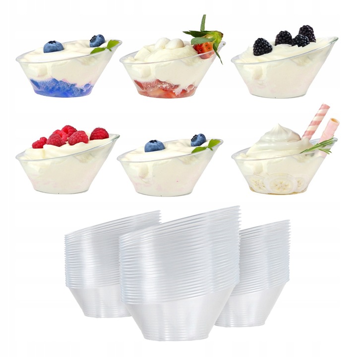 Set 48x cupe pentru deserturi 70ml, Bimberek, transparent, 81x41mm