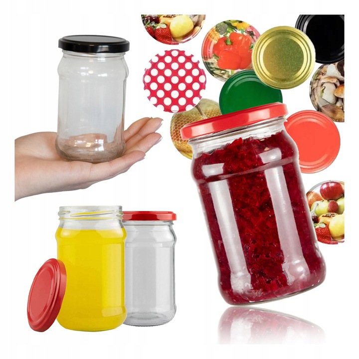 Set 60x Borcane sticla 315 ml cu capac Fi66, pentru gemuri, miere, muraturi