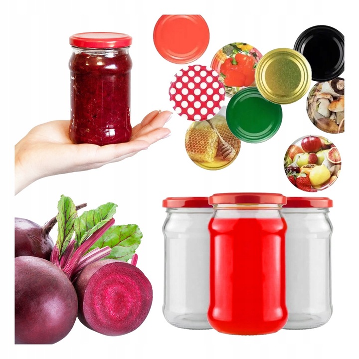 Set 15 Borcane Sticlă 315ml cu Capace 66mm pentru Conserve, Negru, Rezistente
