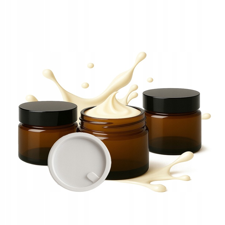 Set 20 Sloici din Sticla Culoare Maro 30g cu Capac Negru