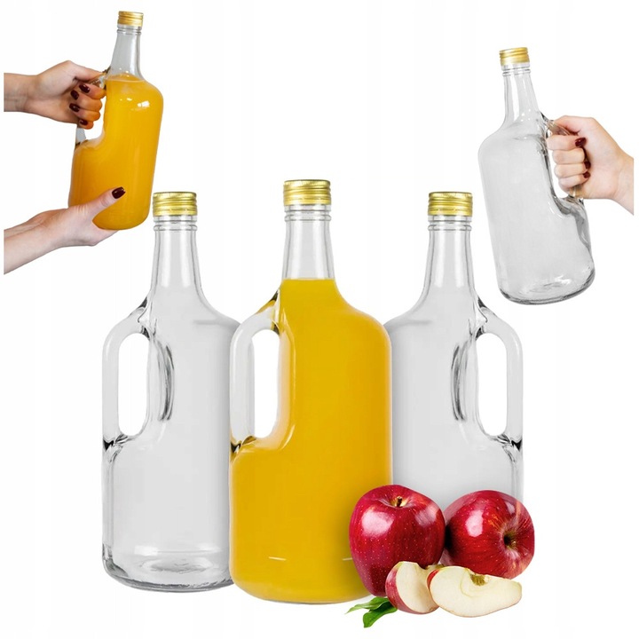 5 db-os GALON UCHO palack szett, 1,75 literes, alkoholhoz, 31x12 cm, vastag üveg