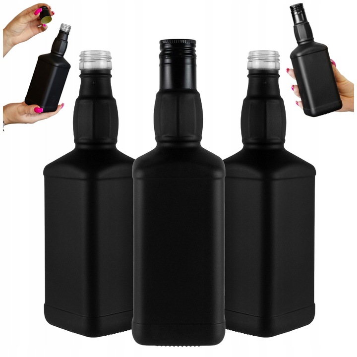 Set 10 Sticle Bimberek 500ml, Culoare Negru Mat, Dimensiuni 22,2x6,5cm