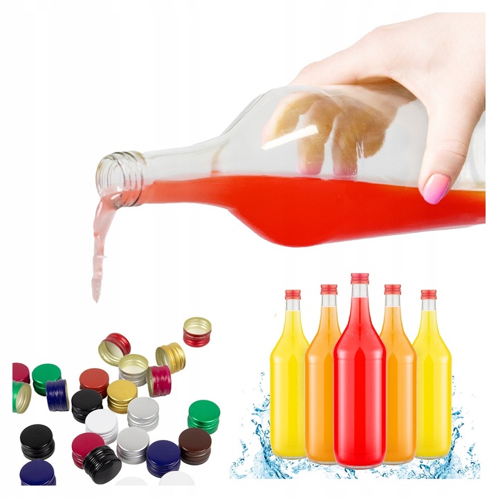 25 db-os Monopol palackkészlet, 1 literes, színtelen, fedővel, 30x8,5 cm