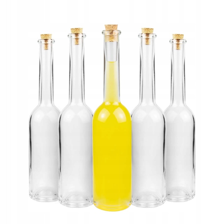 Комплект от 50 бутилки за алкохол и вино, Бимберек, вместимост 100 мл, с коркова запушалка, прозрачни