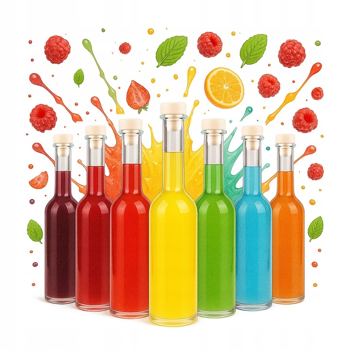 Set 50 sticle pentru lichior si vin, Bimberek, capacitate 100ml, cu dop de pluta, transparent