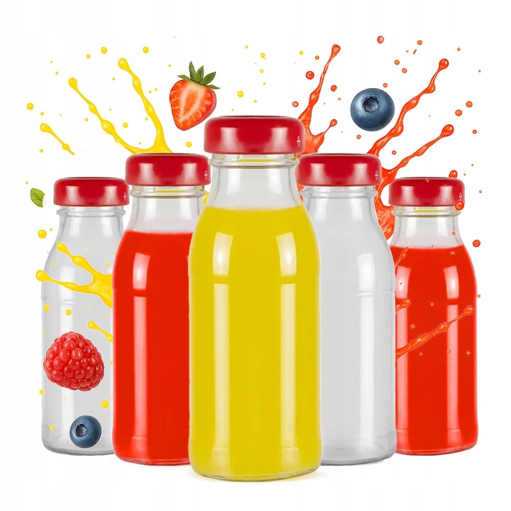 Set 10 Sticle Sticla JUICE 125ml, Capac 33mm, Multicolor