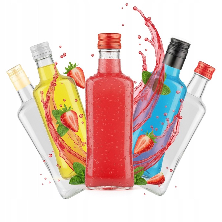 Комплект от 5x бутилки Bimberek DIVA 200ml, с капачка, прозрачно стъкло, за тинктури