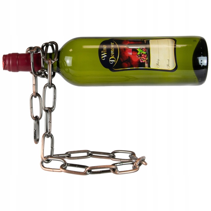 Bimberek borosüveg tartó, fém, 21x14x20cm, barna színű