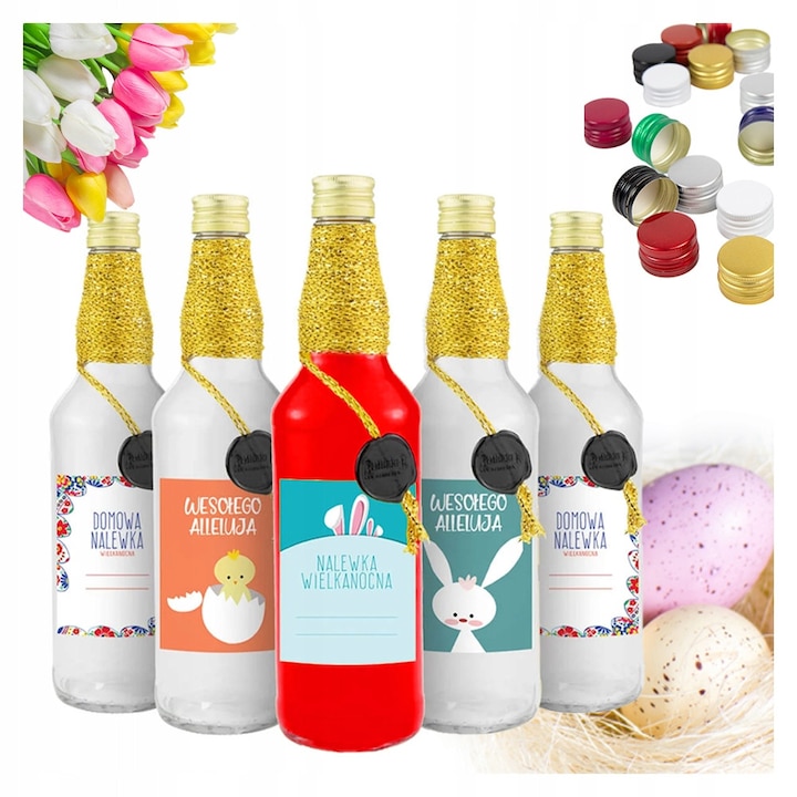 10 darabos Monopol 500 ml-es szeszesital-palack készlet, személyre szabott címkék, átlátszó, 25,5x6,6 cm