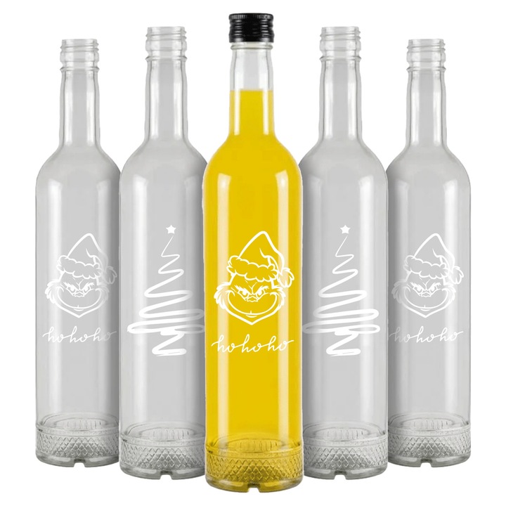 20 darabos, 500 ml-es üvegpalack szett ünnepi mintával, Bimberek, italokhoz, 30x6 cm, többszínű