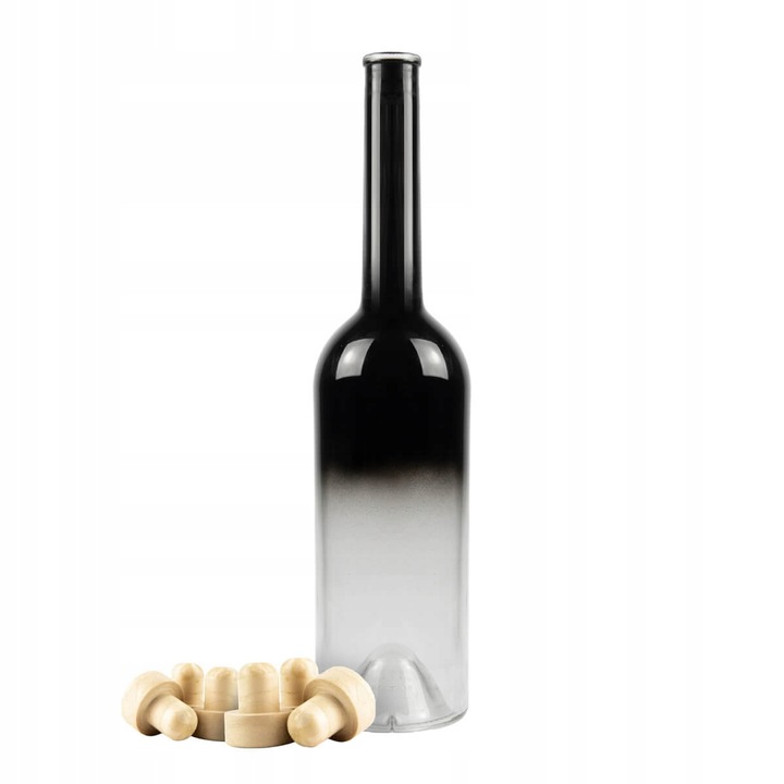 Set 10 Sticle din Sticla Bimberek 700ml Ombre Negru-Transparent