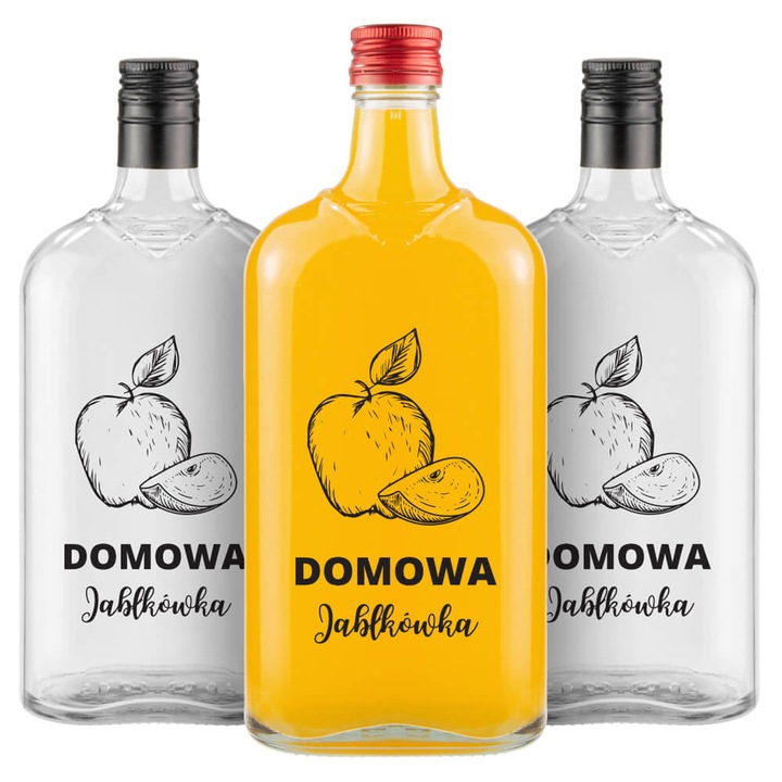 Set 10 sticle Bimberek 500ml cu imprimare, alb, 22,2x9,5cm