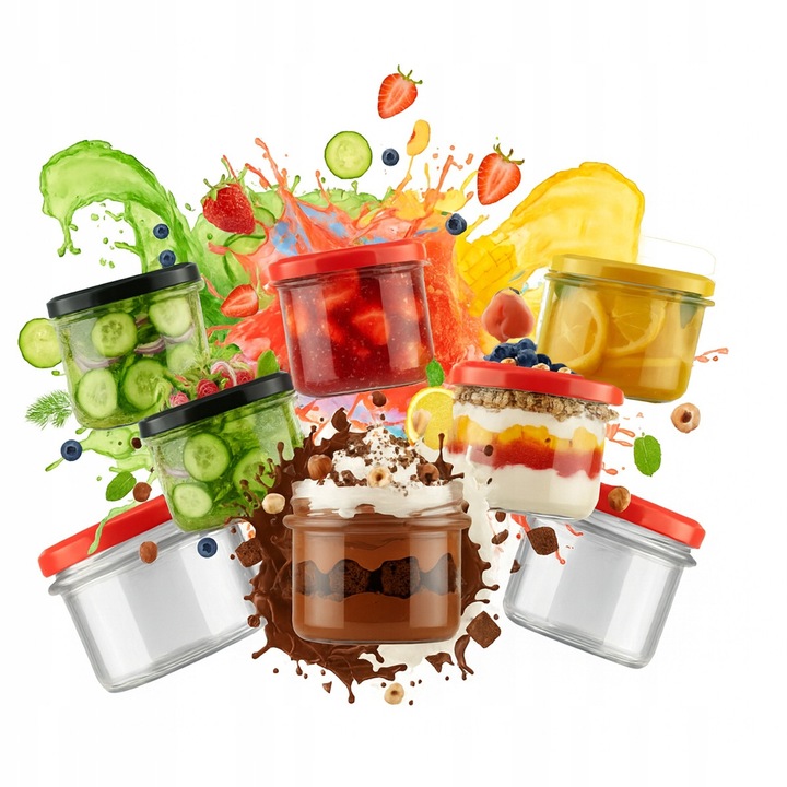 Set 8 borcane sticla 520 ml Bimberek, capac tip twist, multicolor, 11,5x9cm