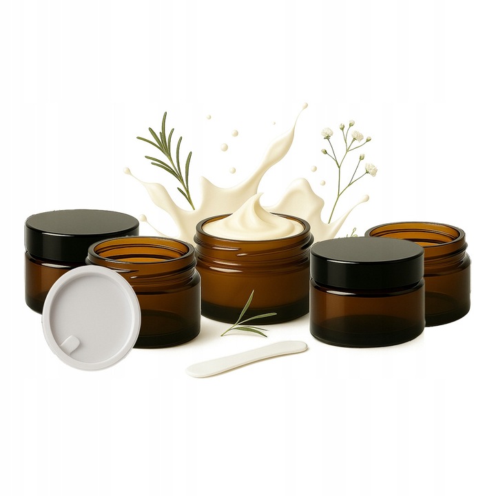 Set 20 recipiente din sticla bruna 20g pentru creme, Bimberek, 3,3x4,4cm