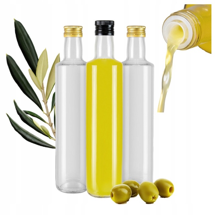 10 darabos DORICA 500 ml-es színtelen palackkészlet olaj- és ecetadagolóval