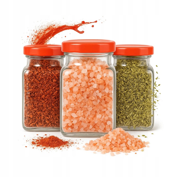 Set 50 borcane patrate din sticla 150ml cu capac fi 53, pentru gem, miere, condimente