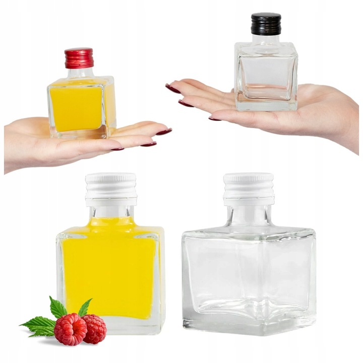 Стъклена бутилка ANNA 100ml, Bimberek, комплект с капачка, дебело стъкло, идеална за ликьори, 9x5,5см