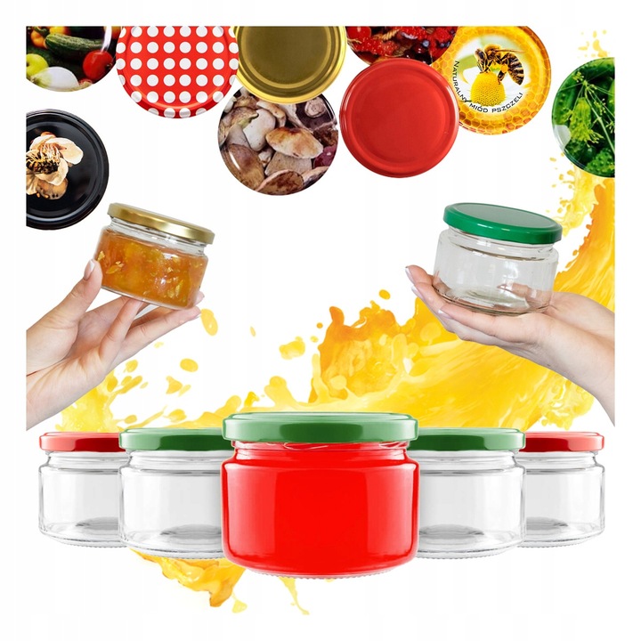 50x Borcane Sticla POMA 265ml pentru Miere, Gemuri, Dulceturi