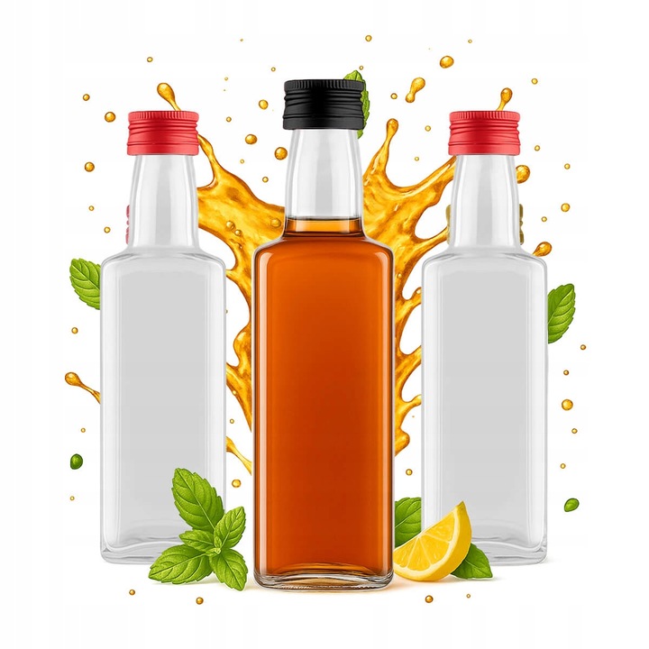 Set 50 Butelki Sticla 250ml pentru Nalevuri, Whisky, Sucuri, Transparent, 25x4.9cm