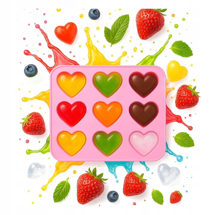 Forma silicon inima, Bimberek, Roz, 17,5x19,5cm