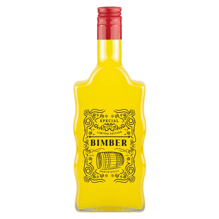 Set 20 sticle Fala 500ml cu imprimeu pentru bimber, Bimberek, 23cm, 8,2cm, culoare variata