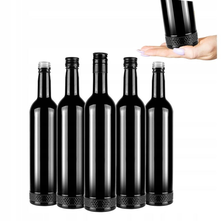 Set 10 Sticle Sticla 500ml Negre Elegante pentru Alcool
