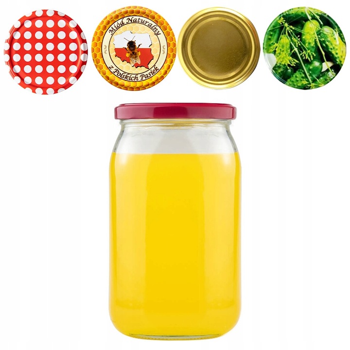 Set 48 Sloi din sticla 900ml cu capac FI82 pentru conserve, Bimberek, rezistent, reutilizabil, multicolor