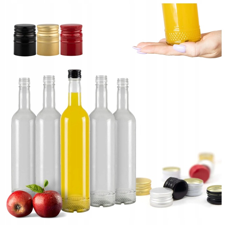 5 db-os üvegpalack készlet, Bimberek, 500 ml, elegáns dizájn, magasság 30 cm, átmérő 6 cm