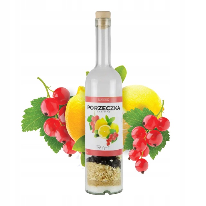 500 ml-es üveg liofilizált gyümölcsökkel saját ital készítéséhez, Bimberek, citromos porzeczka, készlet