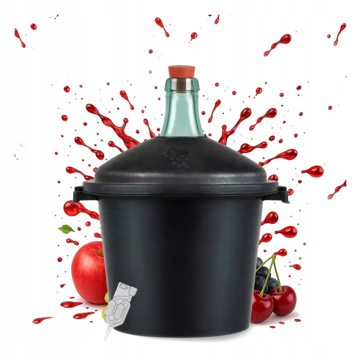 Balon fermentare Bimberek 15L, set cu capac si tub, 43cm, 35cm, sticla transparenta, plastic